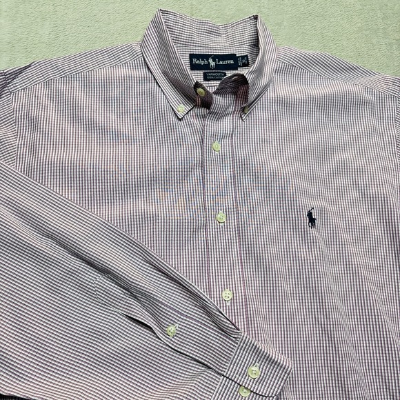 VTG Ralph Lauren YARMOUTH Mens Shirt 16‎ 34/35 Pink Black Plaid Button Down L/S - Picture 1 of 7